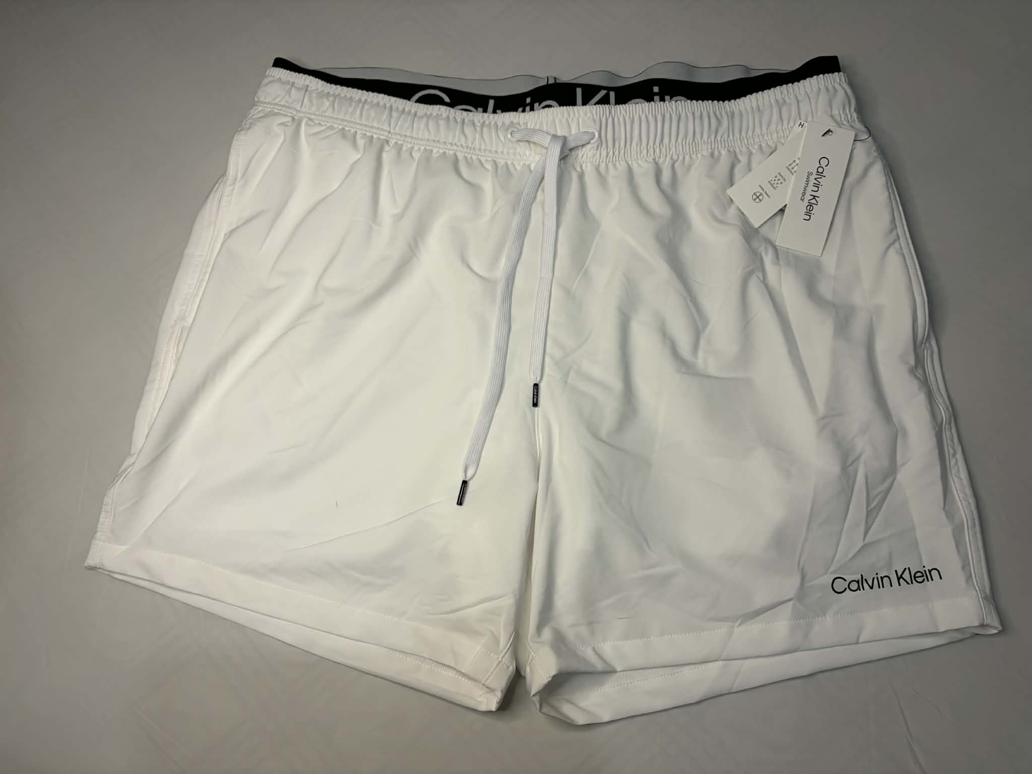 WHITE CALVIN SWIMSHORTS 2XL